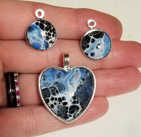 Acrylic Pour Necklace/Earring Set